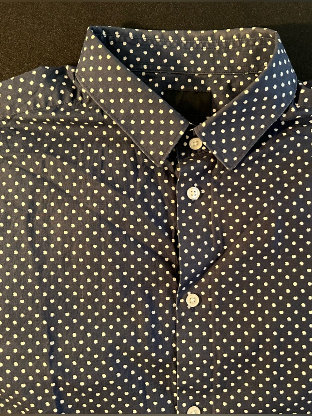 H&M Dark Blue Shirt with White Dots